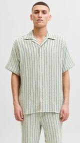 JACK & JONES JORCOBA stripe resort shirt in cedar - Image 1
