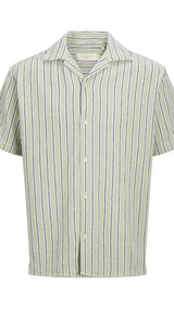 JACK & JONES JORCOBA stripe resort shirt in cedar - Image 3
