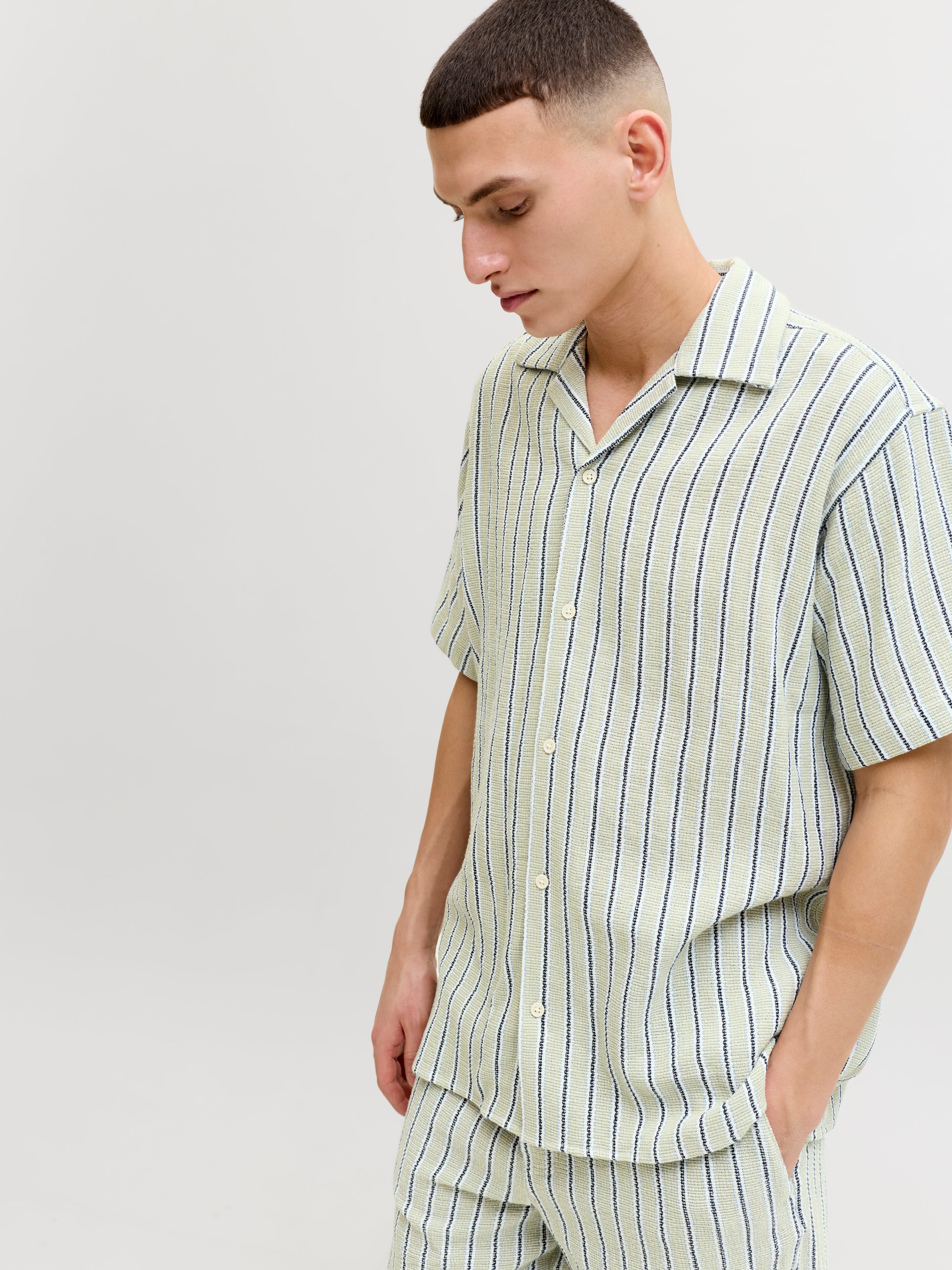 JACK & JONES JORCOBA stripe resort shirt in cedar - Image 7