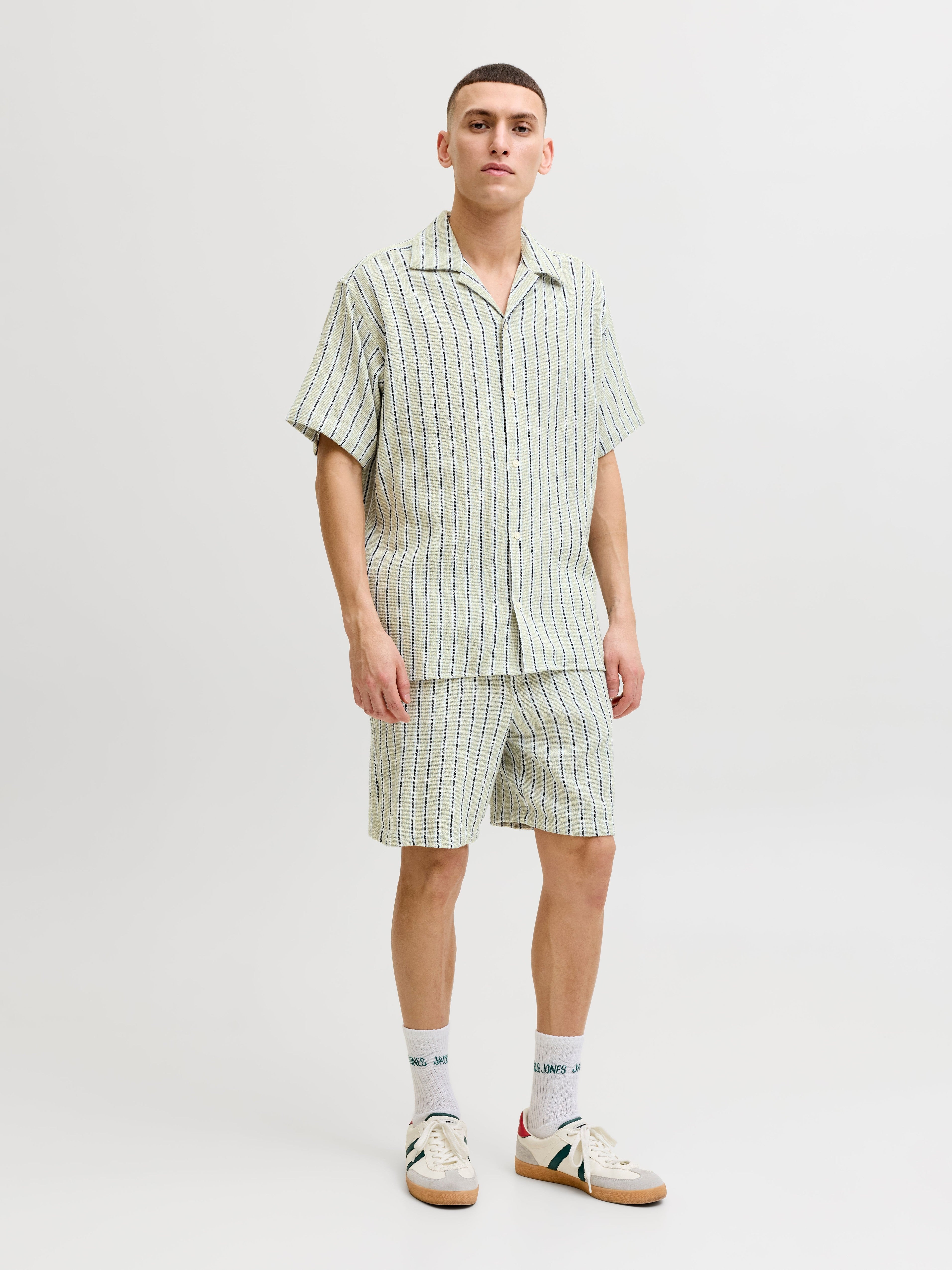 JACK & JONES JORCOBA stripe resort shirt in cedar - Image 4