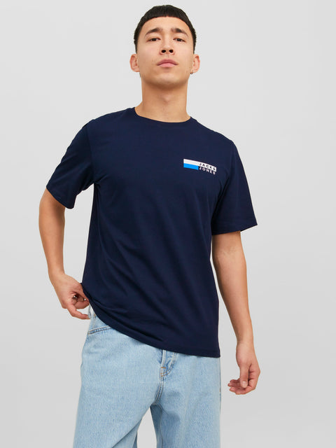 JACK & JONES JJECORP logo tee play o-neck in navy blazer
