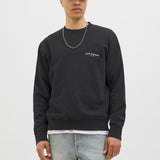 JACK & JONES JJEDOVER print sweat crew neck - black