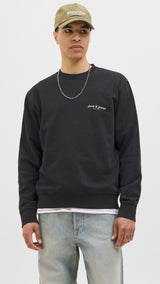 JACK & JONES JJEDOVER print sweat crew neck - black