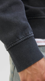 JACK & JONES JJEDOVER print sweat crew neck - black