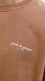JACK & JONES JJEDOVER print sweat crew neck - monks robe