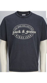 JACK & JONES JJEDOVER print tee crew neck in black - Image 3