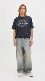 JACK & JONES JJEDOVER print tee crew neck in black - Image 4