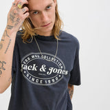 JACK & JONES JJEDOVER print tee crew neck in black - Image 7