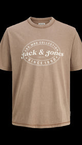 JACK & JONES JJEDOVER print tee crew neck in monks robe - Image 3