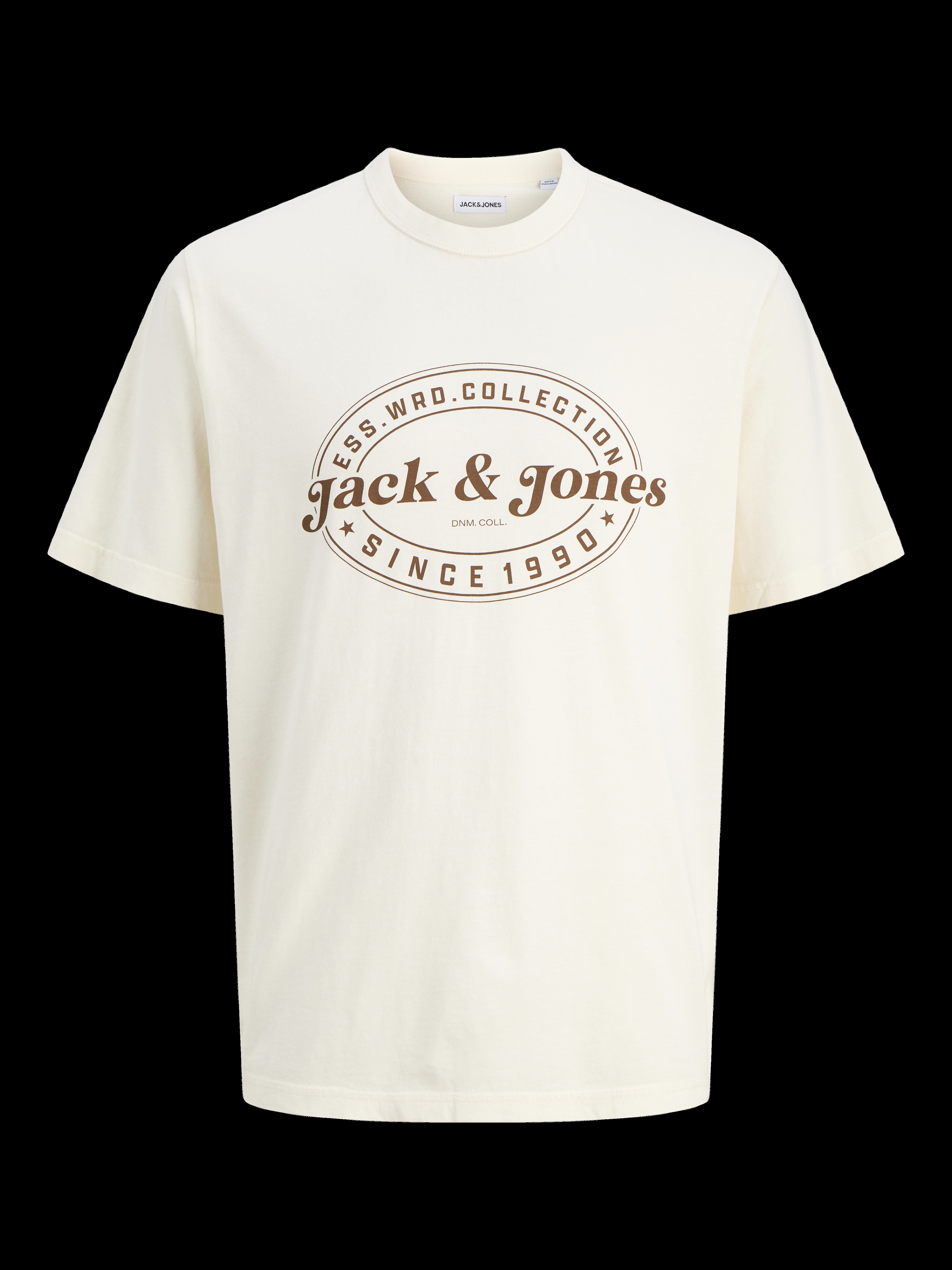 JACK & JONES JJEDOVER print tee crew neck in antique white - Image 3