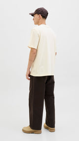 JACK & JONES JJEDOVER print tee crew neck in antique white - Image 2