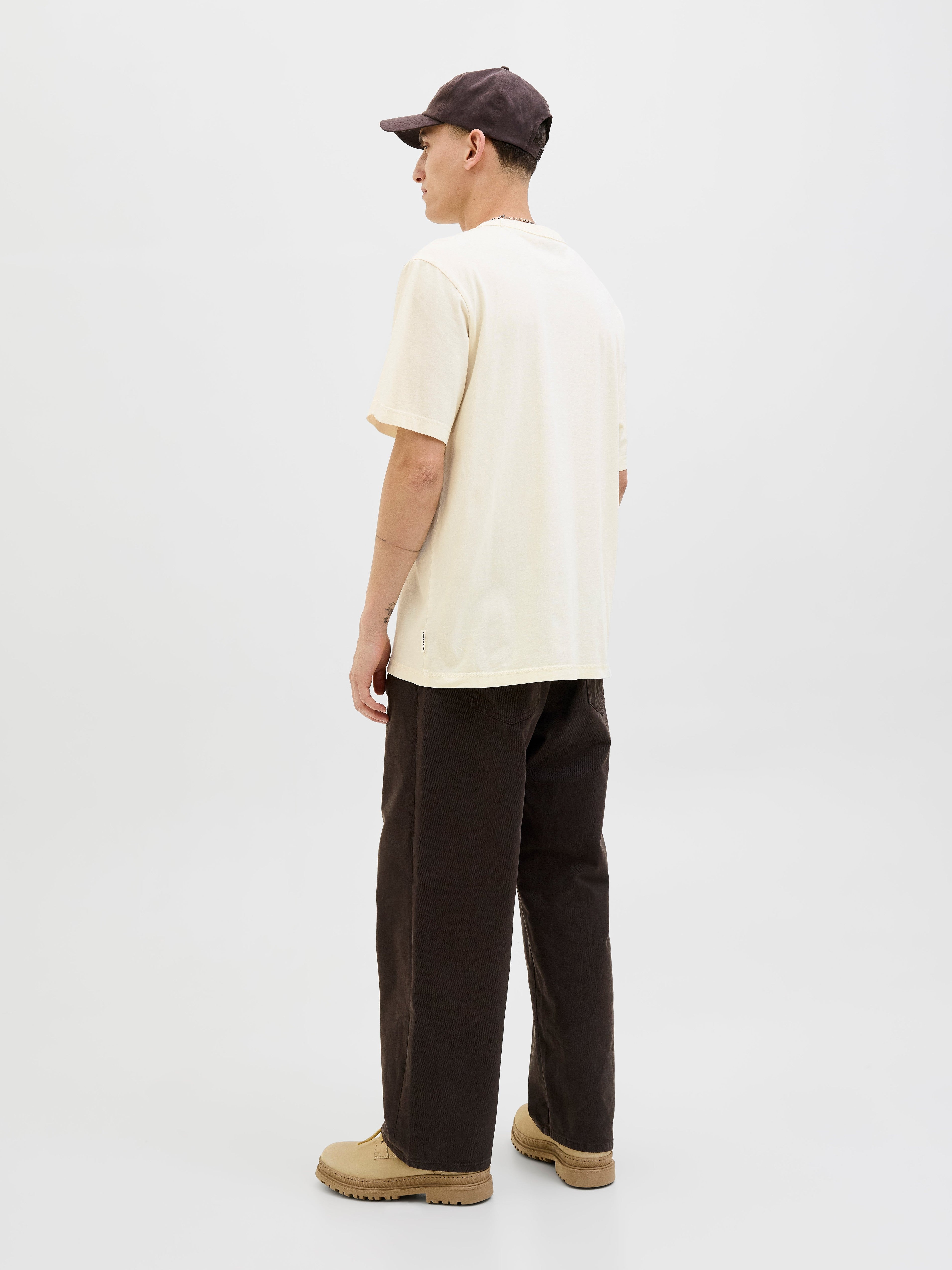 JACK & JONES JJEDOVER print tee crew neck in antique white - Image 2