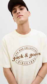 JACK & JONES JJEDOVER print tee crew neck in antique white - Image 7