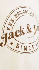 JACK & JONES JJEDOVER print tee crew neck in antique white - Image 6