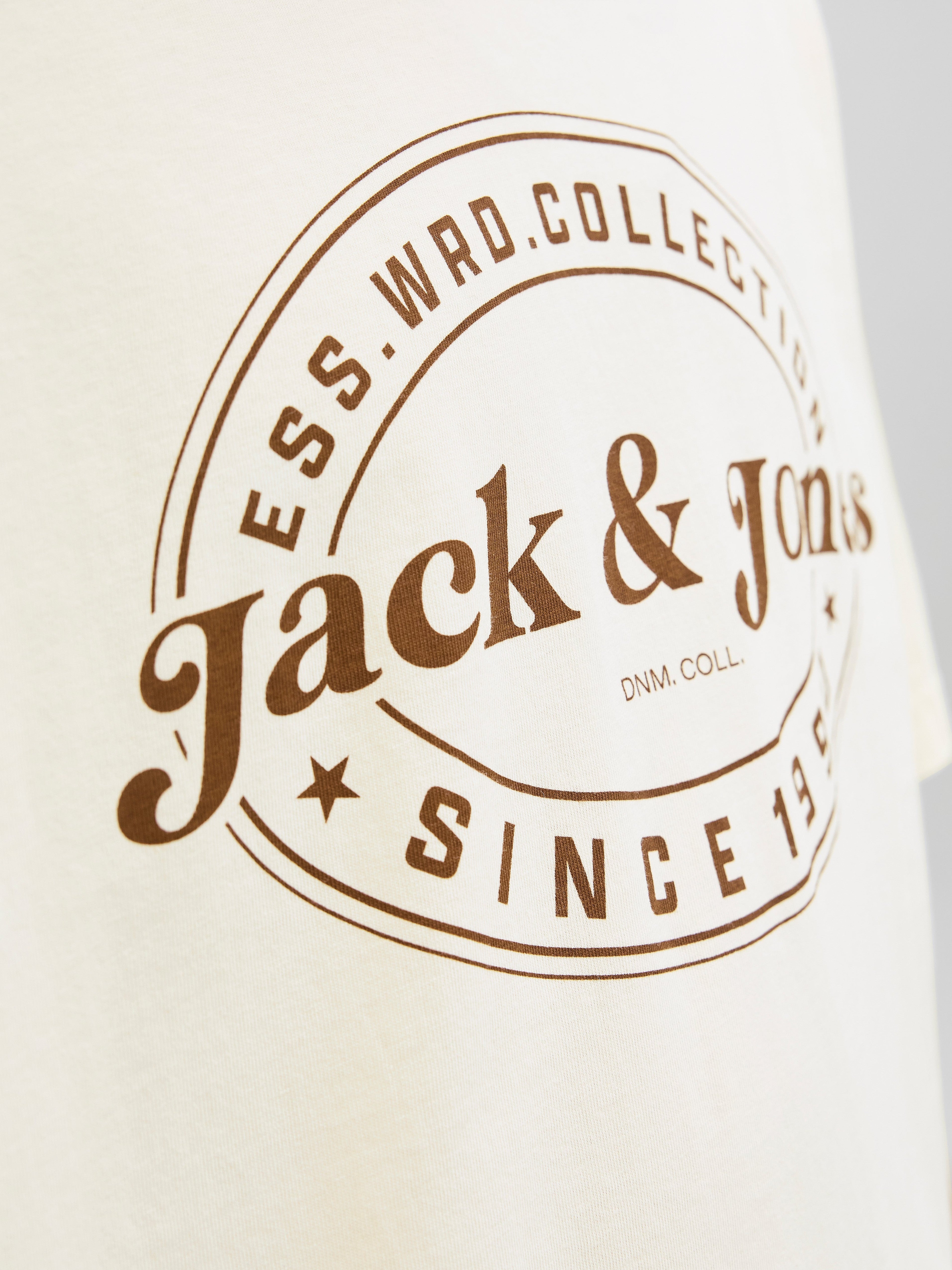 JACK & JONES JJEDOVER print tee crew neck in antique white - Image 6
