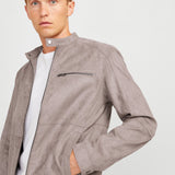 JACK & JONES JJEDYLAN biker jacket - cognac