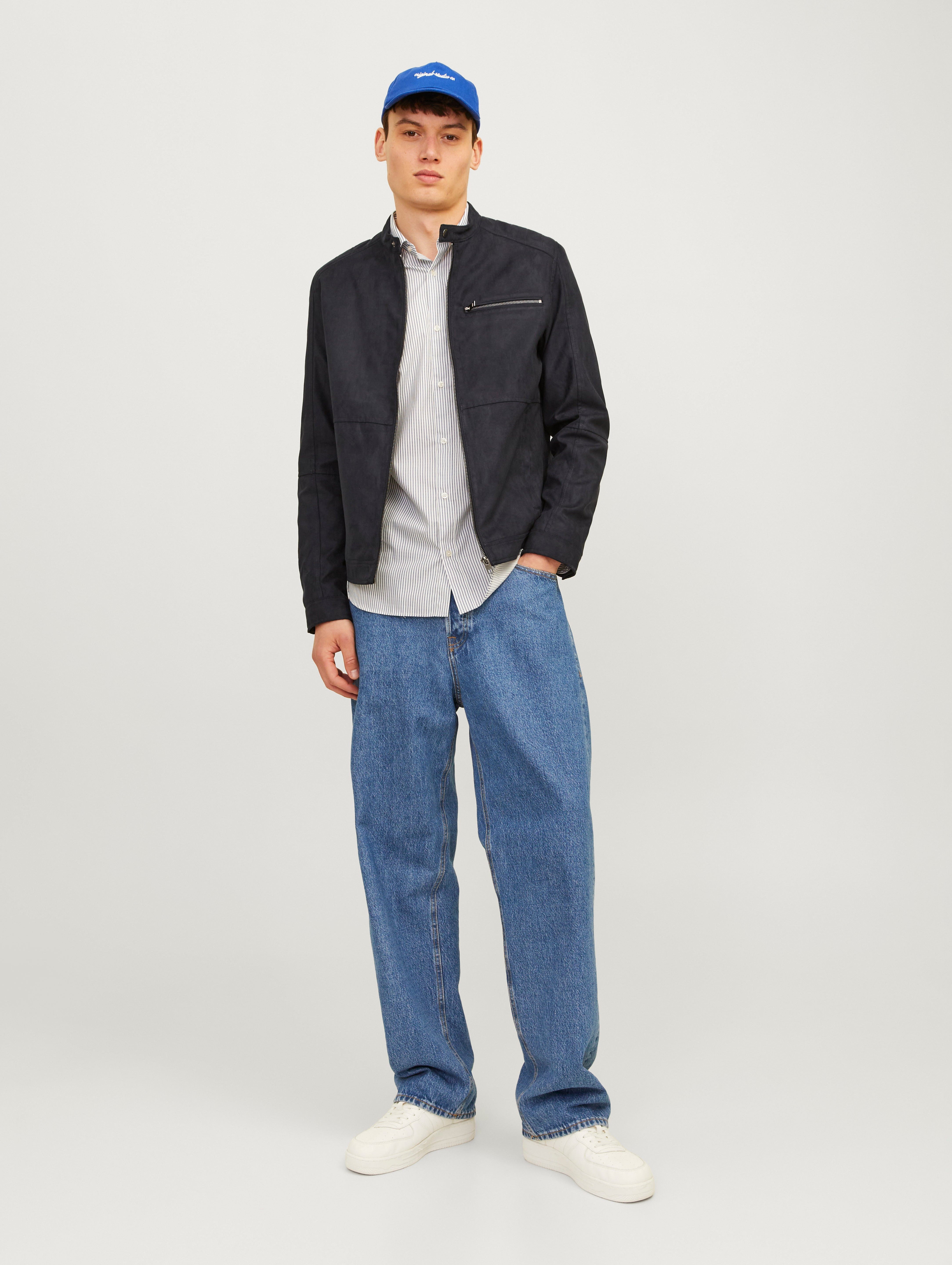 JACK & JONES JJEDYLAN biker jacket - jet black
