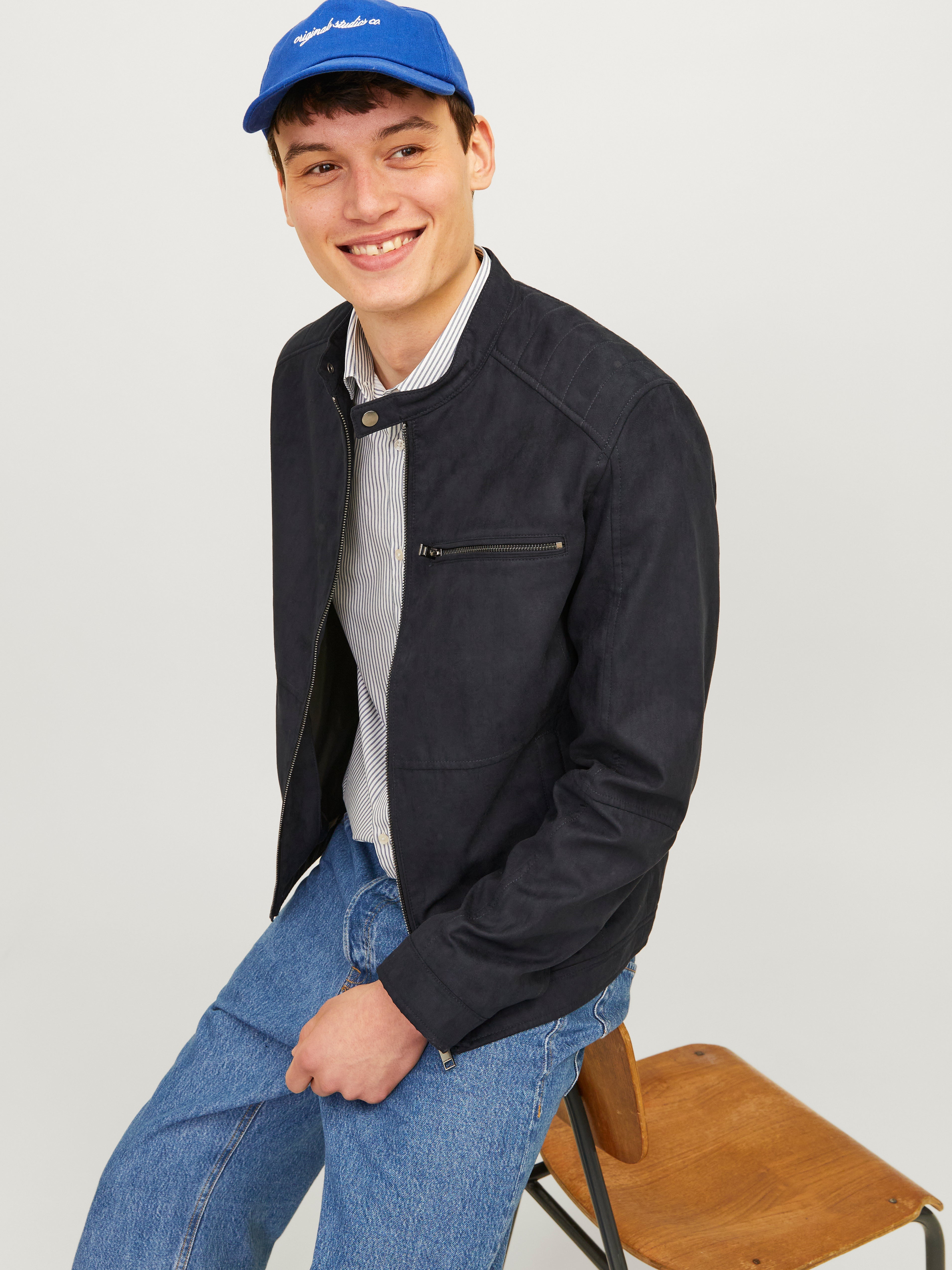 JACK & JONES JJEDYLAN biker jacket - jet black