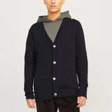 JACK & JONES JJEEMIL knit button cardigan in black - Image 1