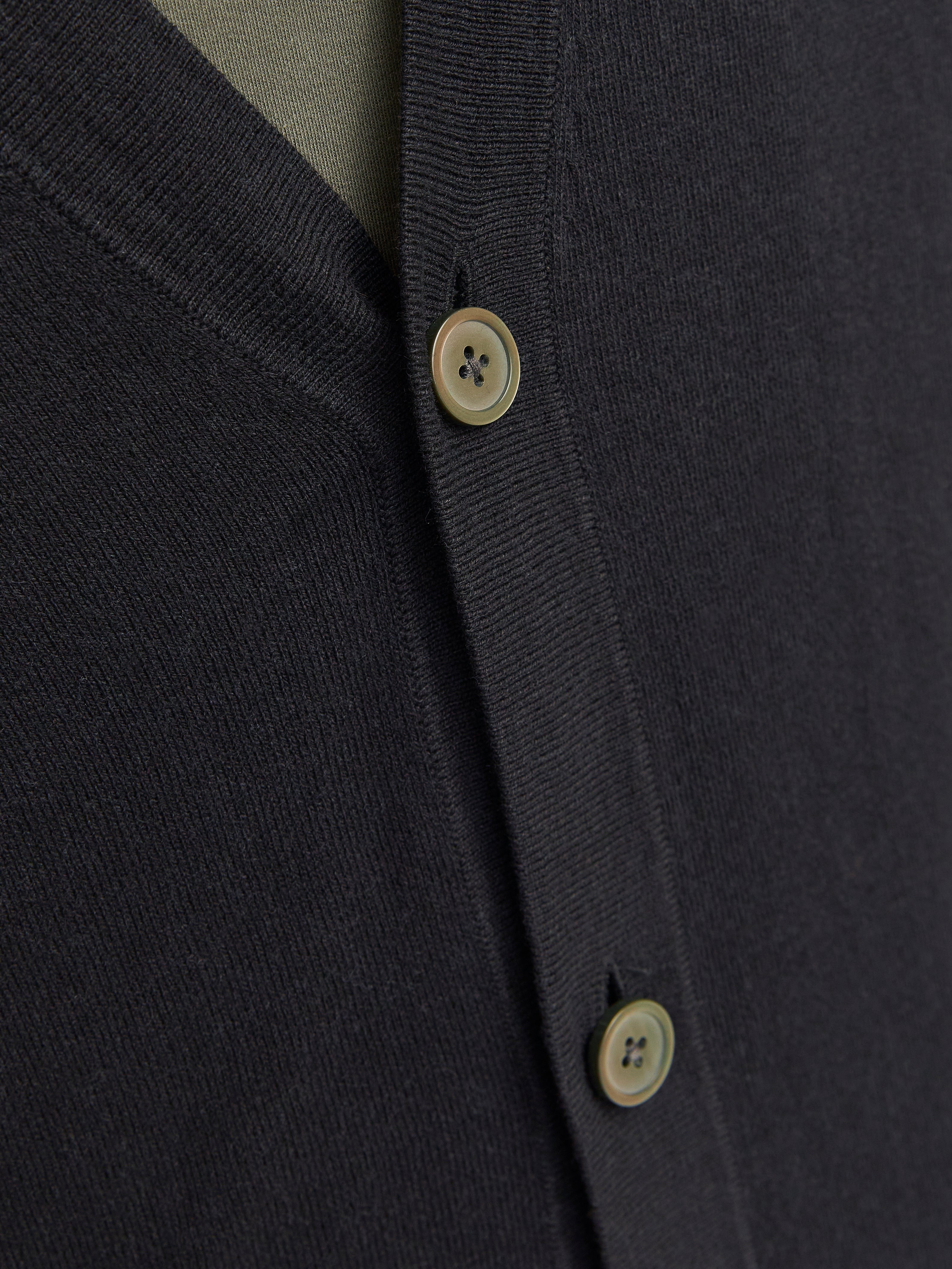 JACK & JONES JJEEMIL knit button cardigan in black - Image 6