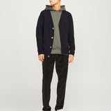 JACK & JONES JJEEMIL knit button cardigan in black - Image 4