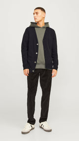 JACK & JONES JJEEMIL knit button cardigan in black - Image 4