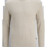 JACK & JONES JJEEMIL knit cable crew neck in oatmeal melange - Image 3