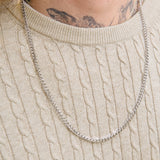 JACK & JONES JJEEMIL knit cable crew neck in oatmeal melange - Image 5