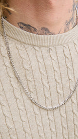 JACK & JONES JJEEMIL knit cable crew neck in oatmeal melange - Image 5