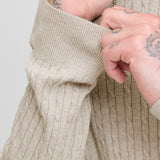 JACK & JONES JJEEMIL knit cable crew neck in oatmeal melange - Image 6