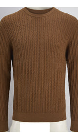 JACK & JONES JJEEMIL knit cable crew neck in monks robe - Image 3