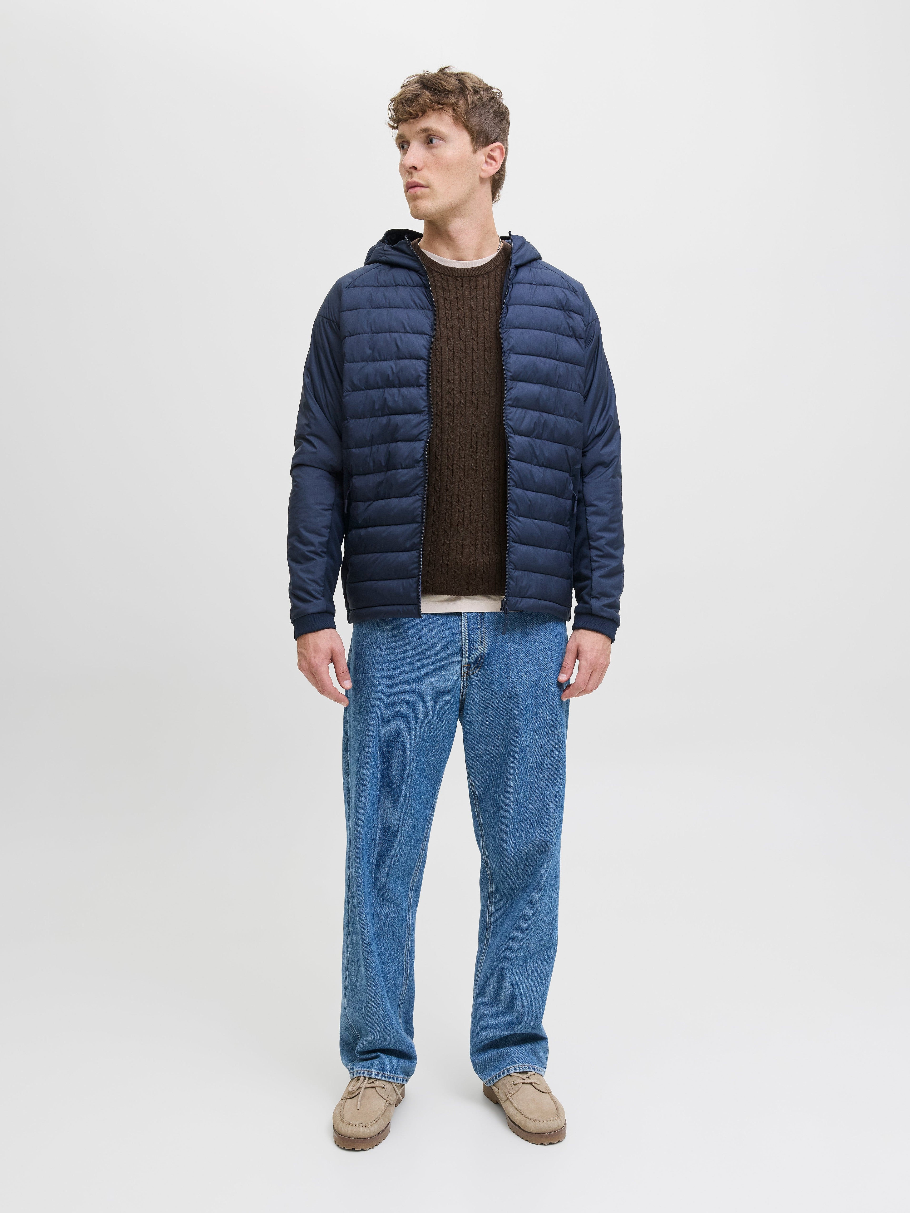 JACK & JONES JJEEMIL knit cable crew neck in mulch twist - Image 4