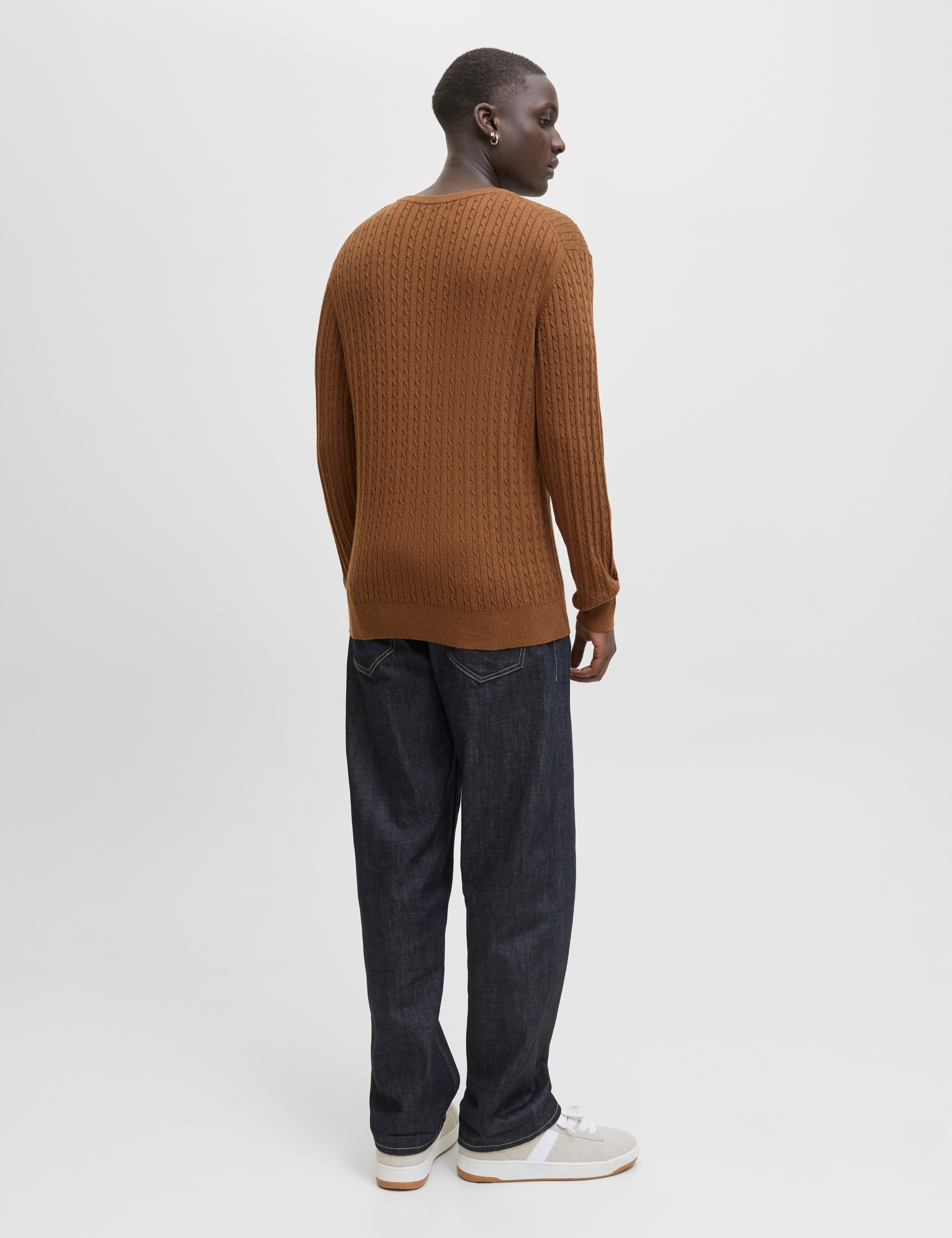 JACK & JONES JJEEMIL knit cable crew neck in monks robe - Image 2