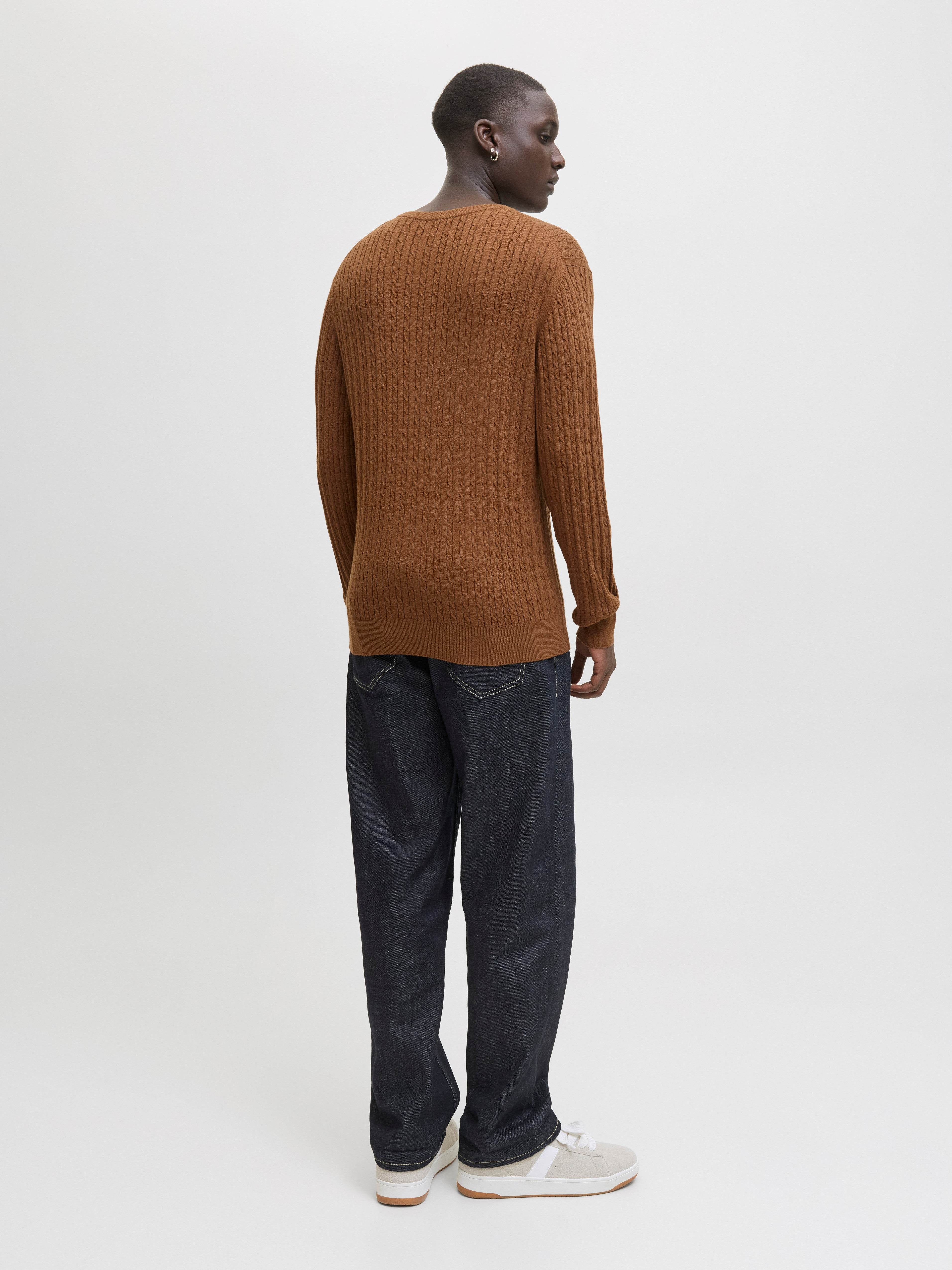 JACK & JONES JJEEMIL knit cable crew neck in monks robe - Image 2