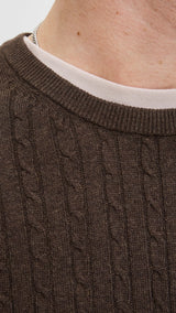 JACK & JONES JJEEMIL knit cable crew neck in mulch twist - Image 6