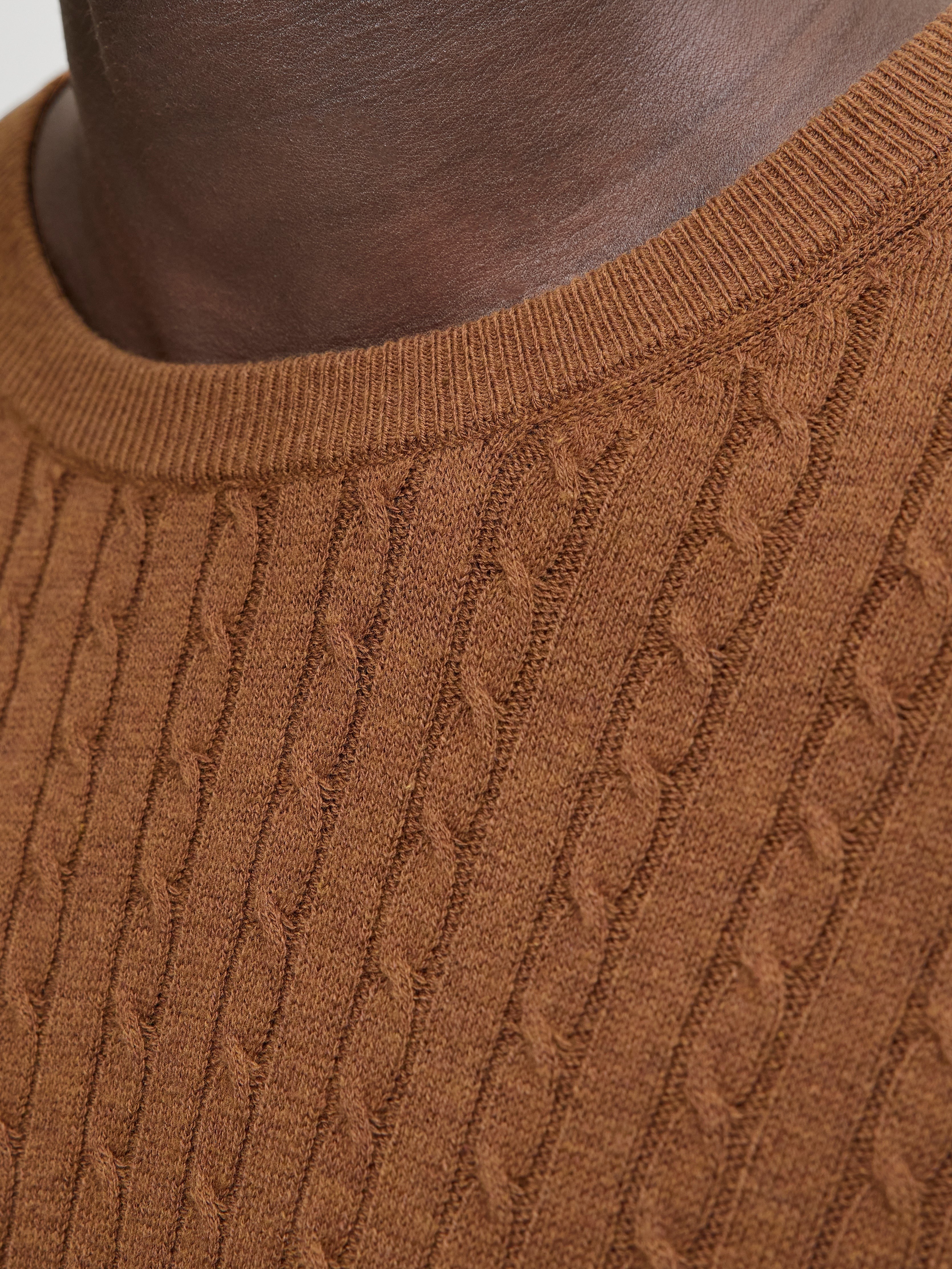 JACK & JONES JJEEMIL knit cable crew neck in monks robe - Image 6