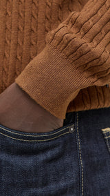 JACK & JONES JJEEMIL knit cable crew neck in monks robe - Image 5