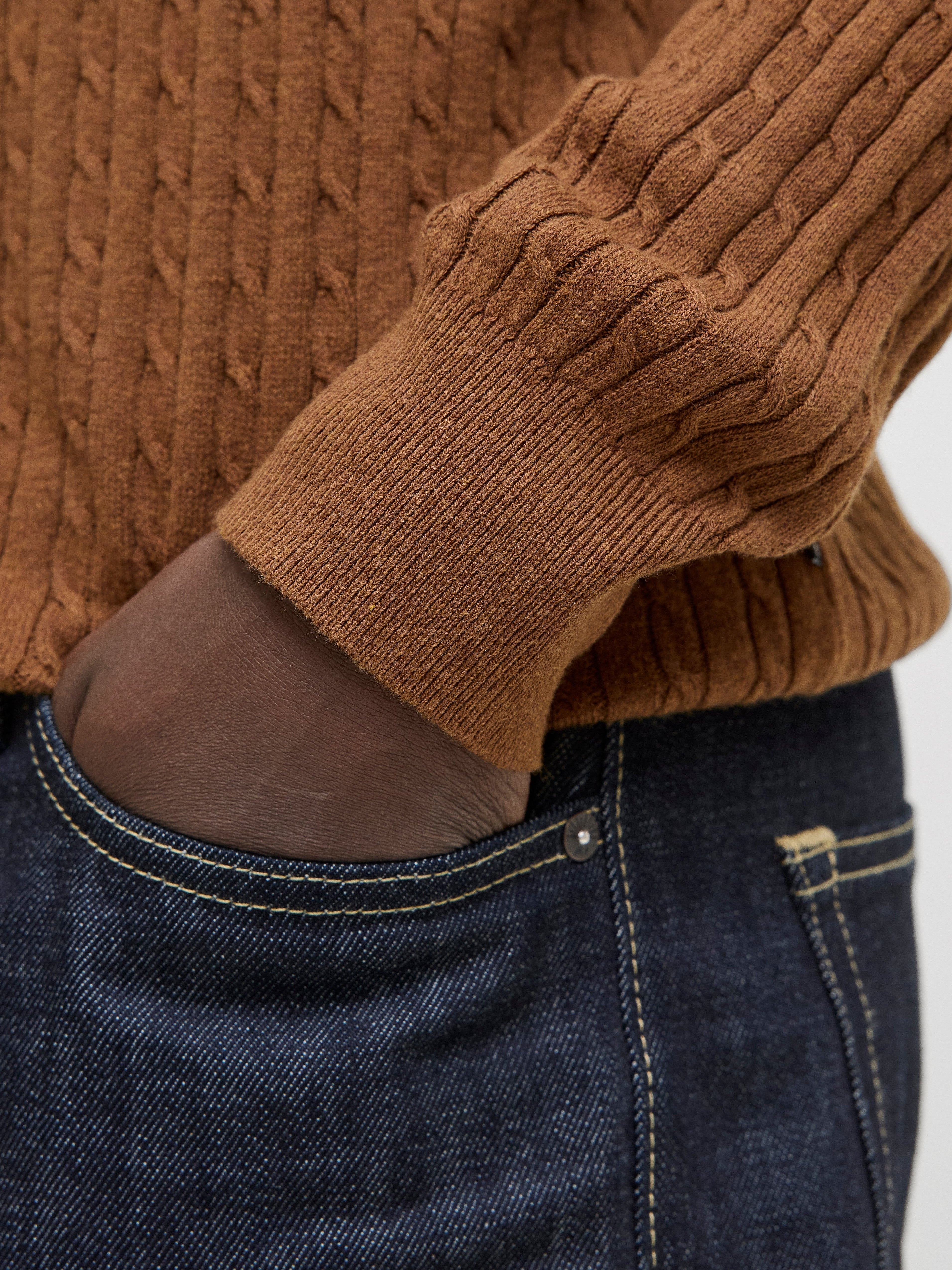 JACK & JONES JJEEMIL knit cable crew neck in monks robe - Image 5