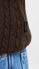JACK & JONES JJEEMIL knit cable crew neck in mulch twist - Image 5