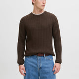 JACK & JONES JJEEMIL knit cable crew neck in mulch twist - Image 1