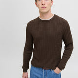 JACK & JONES JJEEMIL knit cable crew neck in mulch twist - Image 7