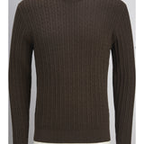 JACK & JONES JJEEMIL knit cable crew neck in mulch twist - Image 3