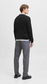 JACK & JONES JJEEMIL knit cable crew neck in black - Image 2