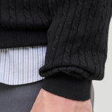 JACK & JONES JJEEMIL knit cable crew neck in black - Image 5