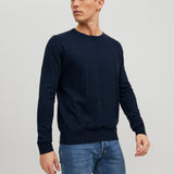 JACK & JONES JJEEMIL knit crew neck in navy blazer - Image 1