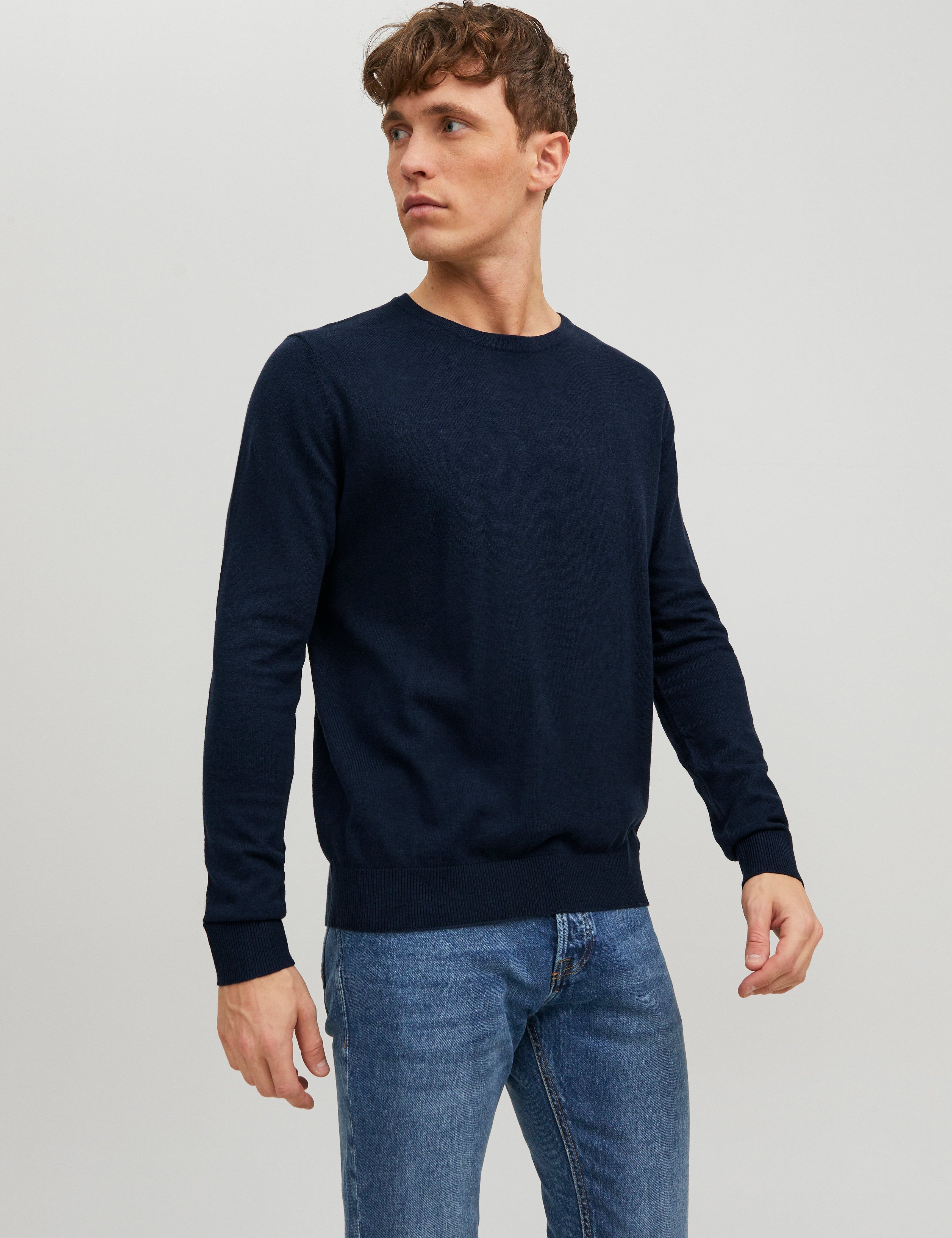 JACK & JONES JJEEMIL knit crew neck in navy blazer - Image 1