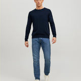 JACK & JONES JJEEMIL knit crew neck in navy blazer - Image 5