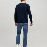 JACK & JONES JJEEMIL knit crew neck in navy blazer - Image 2