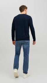 JACK & JONES JJEEMIL knit crew neck in navy blazer - Image 2