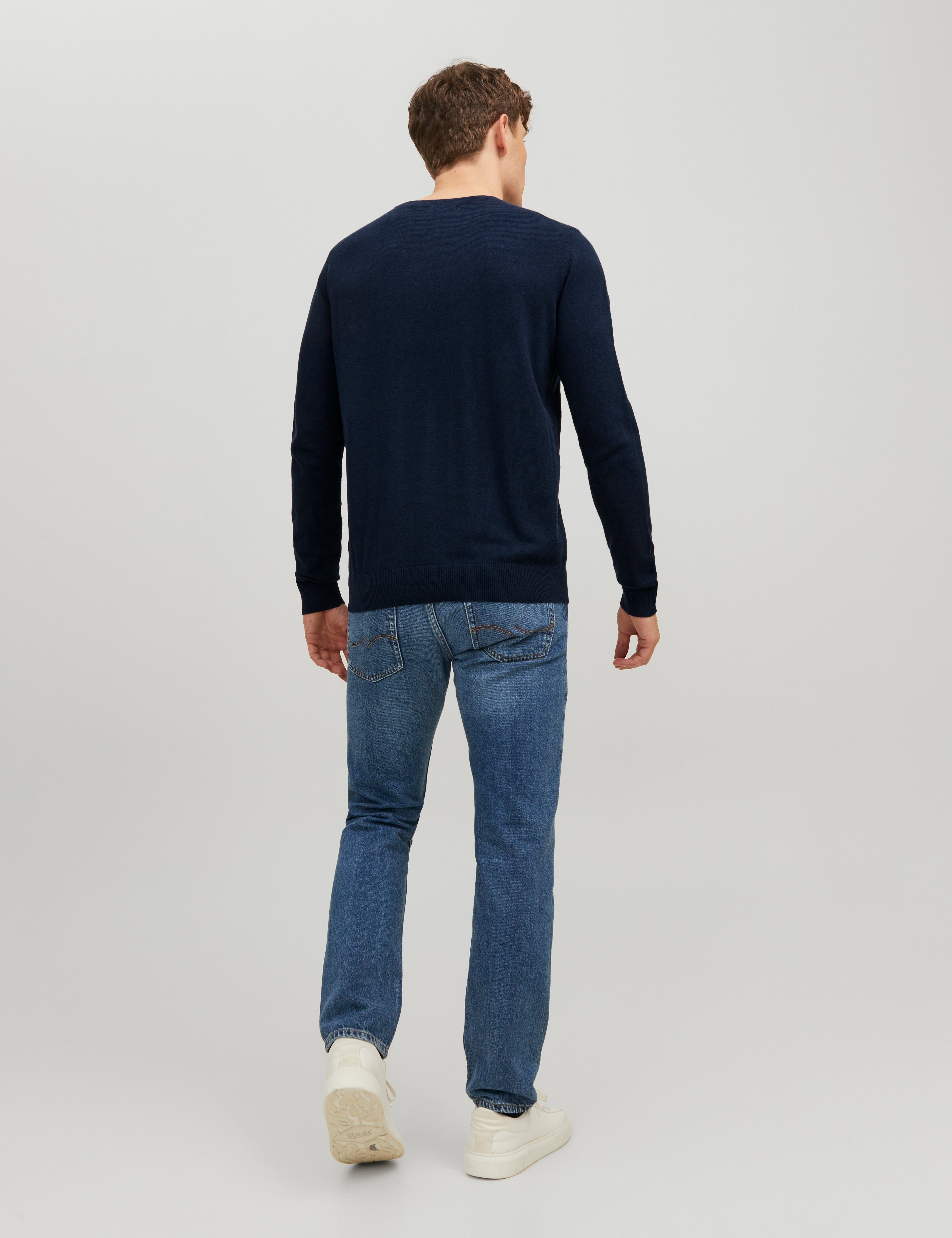 JACK & JONES JJEEMIL knit crew neck in navy blazer - Image 2